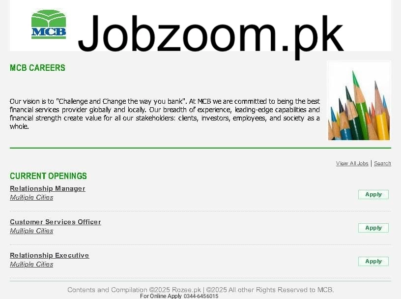 MCB Bank Latest Jobs